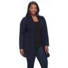 Plus Size Napa Valley Textured Open-front Cardigan, Women's, Size: 2xl, Blue (navy)