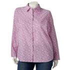 Plus Size Croft & Barrow&reg; Printed Oxford Shirt, Women's, Size: 1xl, Med Pink