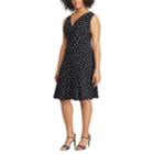Plus Size Chaps Polka-dot Fit & Flare Dress, Women's, Size: 14 W, Black