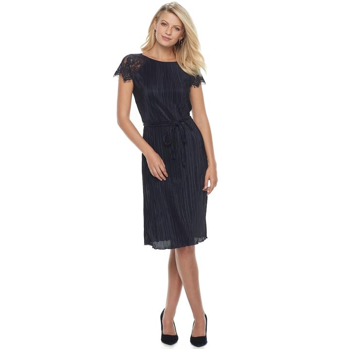 Women's Apt. 9&reg; Textured Lace Shift Dress, Size: Large, Dark Blue