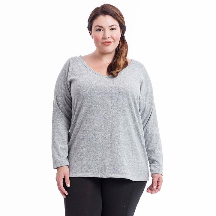 Plus Size Balance Collection Pippa V-neck Top, Women's, Size: 3xl, Med Grey