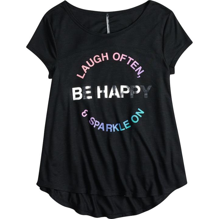 Girls 7-16 & Plus Size So&reg; Ruched Back Graphic Tee, Size: 18 1/2, Black