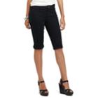 Women's Chaps Cuffed Twill Skimmer Shorts, Size: 10, Black