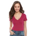 Juniors' So&reg; Basic V-neck Bodysuit, Girl's, Size: Large, Pink