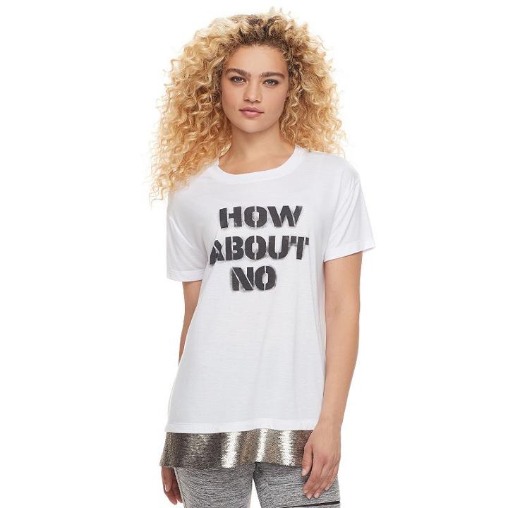 Madden Nyc Juniors' Sequin Hem Graphic Tee, Teens, Size: Xl, Natural