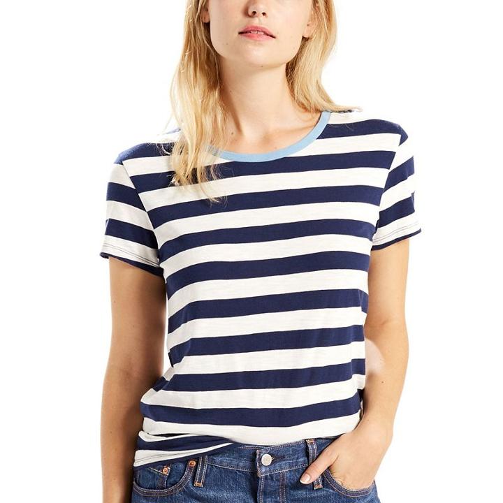 Women's Levi's Perfect Striped Tee, Size: Xl, Blue (navy)