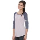 Juniors' So&reg; Striped Burnout Raglan Tee, Teens, Size: Medium, Brt Purple