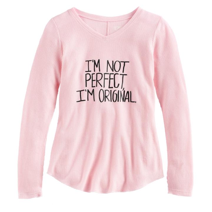 Girls 7-16 & Plus Size Mudd&reg; V-neck Thermal Graphic Tee, Size: 7-8, Brt Pink