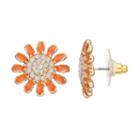 Orange Flower Nickel Free Stud Earrings, Women's, Orange Oth