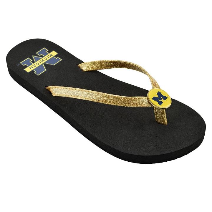 Women's Michigan Wolverines Flip Flops, Size: Xl, Gold