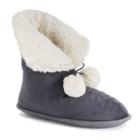 Women's Cuddl Duds Velour Bootie Slippers, Size: 5-6, Grey