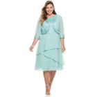 Plus Size Le Bos Glitter Dress & Jacket Set, Women's, Size: 22 W, Turquoise/blue (turq/aqua)