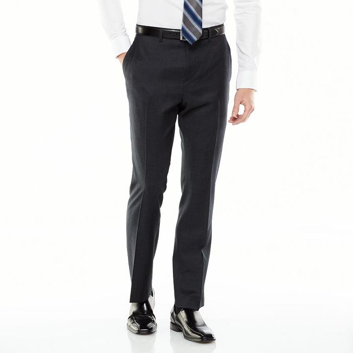 Men's Marc Anthony Slim-fit Wool Flat-front Black Suit Pants, Size: 40x32