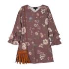 Girls 7-16 Iz Amy Byer Floral Knit Swing Dress With Purse, Size: Medium, Pink (mauve)