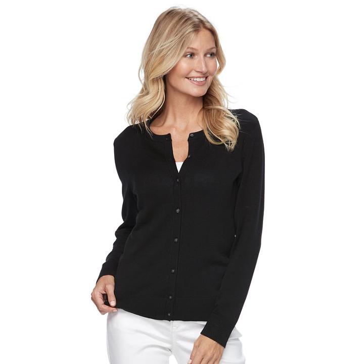 Women's Croft & Barrow&reg; Essential Cardigan, Size: Small, Black