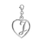 Individuality Beads Sterling Silver Heart Initial Charm, Women's