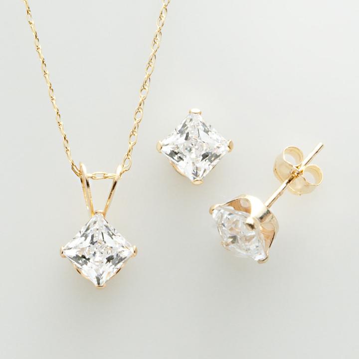 Renaissance Collection 1 1/2-ct. T.w. Necklace And Earring Set - Made With Swarovski Zirconia, Women's, White
