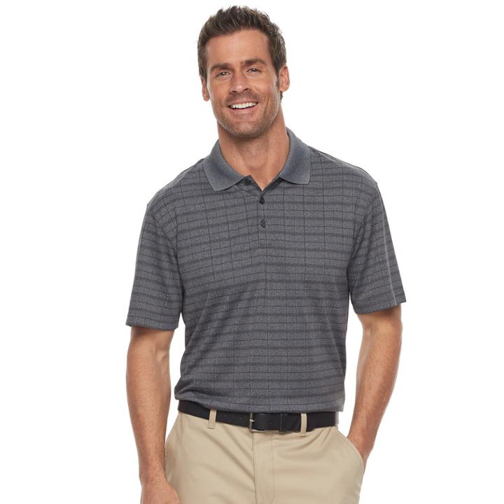 Men's Haggar&reg; Cool 18&reg; Regular-fit Windowpane Performance Polo, Size: Large, Grey