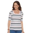 Women's Croft & Barrow&reg; Squareneck Elbow Sleeve Tee, Size: Xl, Light Grey