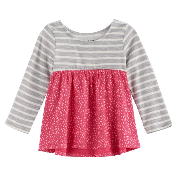 Baby Girl Jumping Beans&reg; Print Long-sleeve Babydoll Tunic, Size: 18 Months, Pink