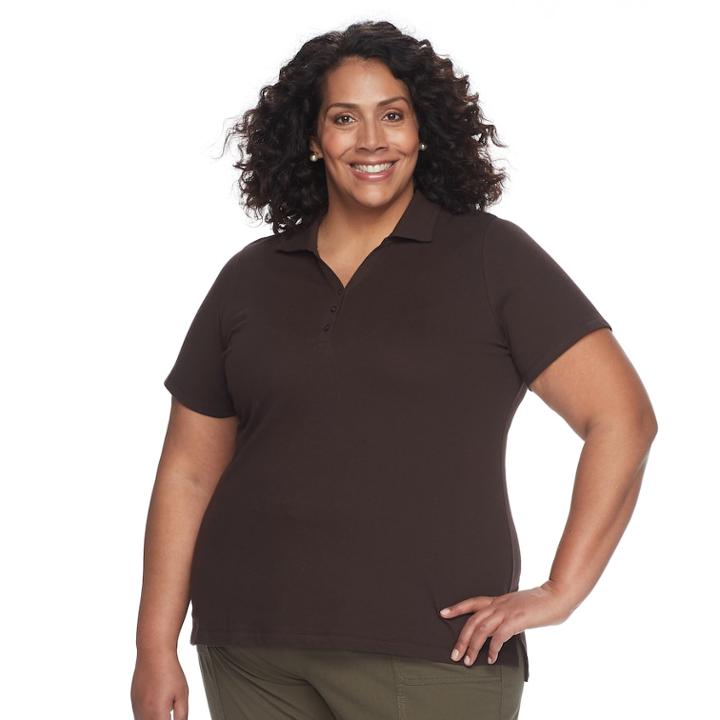 Plus Size Croft & Barrow&reg; Johnny Collar Polo, Women's, Size: 3xl, Dark Brown