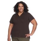 Plus Size Croft & Barrow&reg; Johnny Collar Polo, Women's, Size: 3xl, Dark Brown