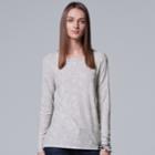 Women's Simply Vera Vera Wang Jacquard Tee, Size: Large, Light Grey