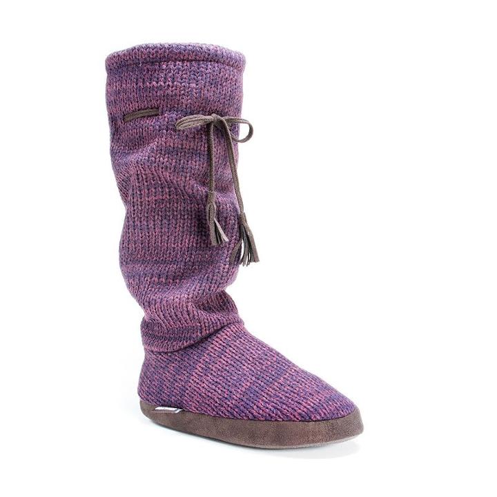 Muk Luks Women's Grace Marled Tall Boot Slippers, Size: Large, Purple