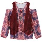 Girls 7-16 Speechless Vest, Cold Shoulder Top & Cami Set With Necklace, Size: Large, Blue (navy)