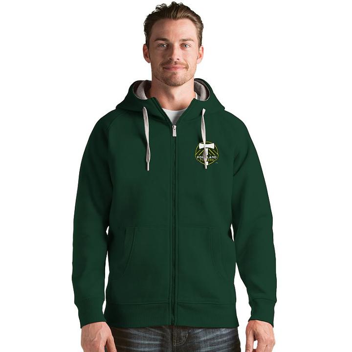 Men's Antigua Portland Timbers Victory Full-zip Hoodie, Size: Medium, Dark Green