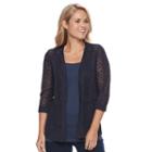Petite Croft & Barrow&reg; Pointelle Cardigan, Women's, Size: M Petite, Blue