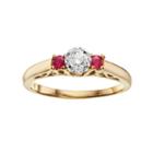 Cherish Always 10k Gold 1/7 Carat T.w. Certified Diamond & Ruby Engagement Ring, Women's, Size: 6, Red