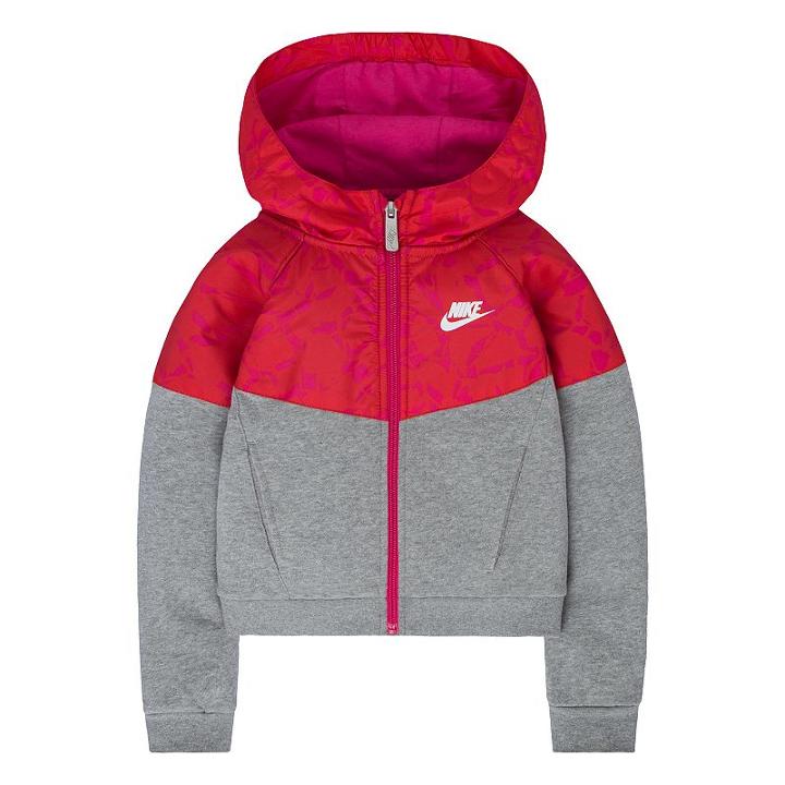 Girls 4-6x Nike Mixed-media Fleece Windrunner Hoodie, Girl's, Size: 4, Grey Other