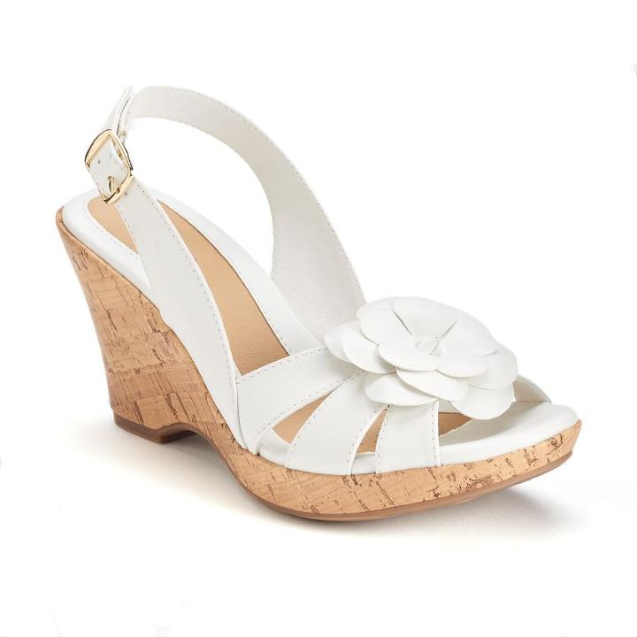 Croft & Barrow&reg; Women's Flower Wedges, Size: 8.5, White
