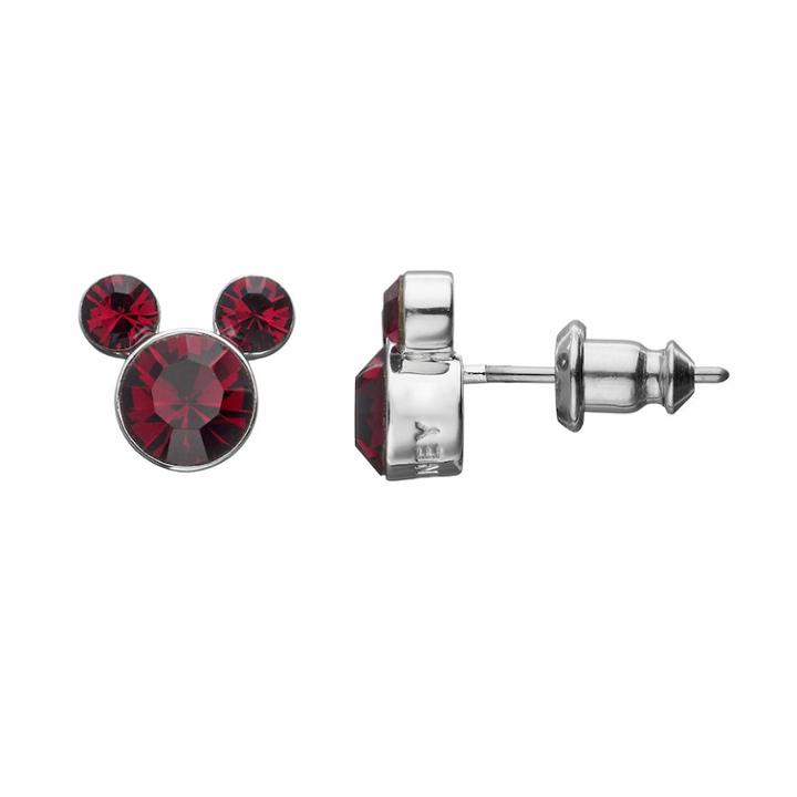 Disney's Mickey Mouse Crystal Birthstone Stud Earrings, Women's, Red