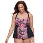 Plus Size A Shore Fit Colorblock D-e Cup Tankini Top, Women's, Size: 22 W, Pink