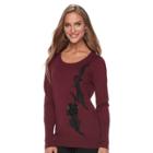 Women's Apt. 9&reg; Sequin Applique Crewneck Sweater, Size: Xxl, Red