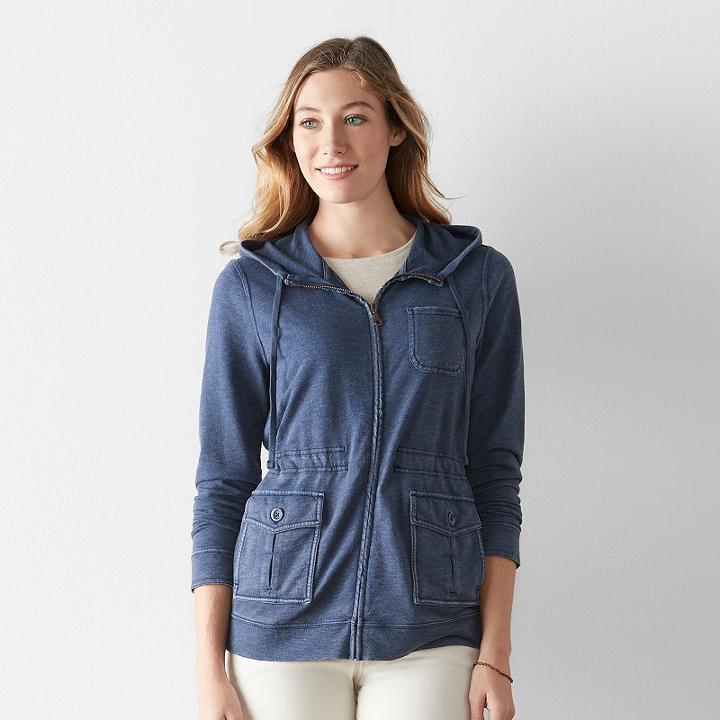 Women's Sonoma Goods For Life&trade; French Terry Hoodie, Size: Large, Dark Blue