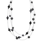 Crystal Avenue Silver-plated Crystal And Simulated Pearl Illusion Necklace - Made With Swarovski Crystals, Women's, Size: 18, Black