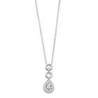 Sterling Silver Diamond Accent Double Teardrop Pendant Necklace, Women's, White