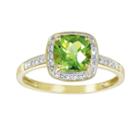 14k Gold Peridot And Diamond Accent Frame Ring, Women's, Size: 7, Green