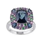 Blue Topaz, Gemstone & Diamond Accent Sterling Silver Ring, Women's, Size: 7, Multicolor