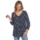 Women's Sonoma Goods For Life&trade; Printed Pintuck Peasant Top, Size: Xs, Dark Blue