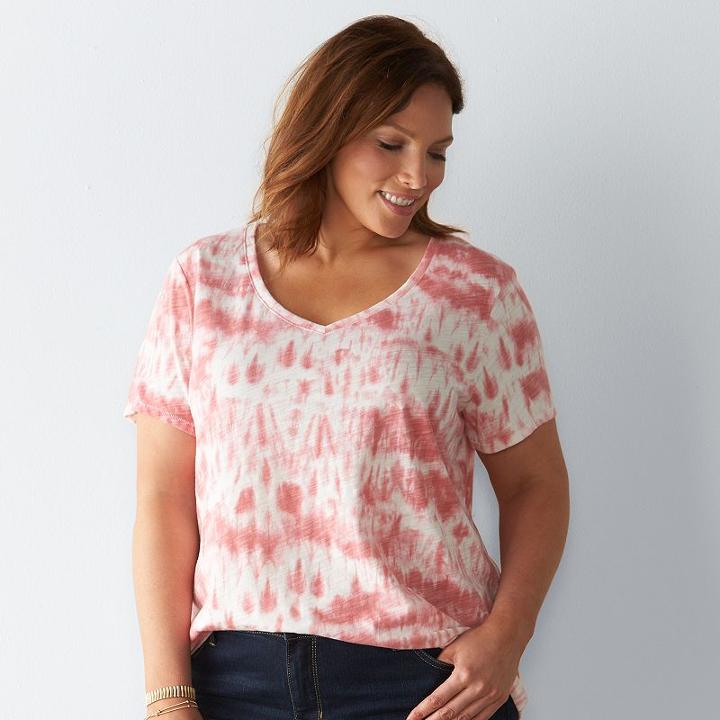 Plus Size Sonoma Goods For Life&trade; Essential V-neck Tee, Women's, Size: 1xl, Lt Orange
