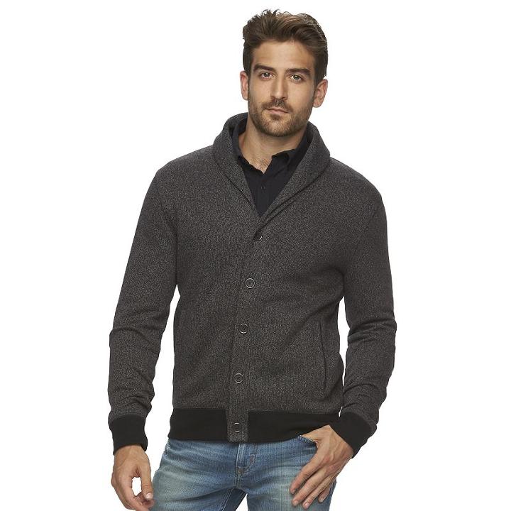 Men's Marc Anthony Slim-fit Marled Knit Jacket, Size: Xxl, Black