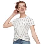 Juniors' Love, Fire Twist Front Tee, Teens, Size: Large, White