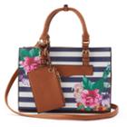 Olivia Miller Adrika Striped Floral Tote With Coin Purse, Women's, Brown