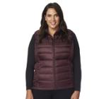 Plus Size Heat Keep Down Puffer Vest, Women's, Size: 2xl, Dark Red