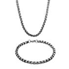 Lynx Stainless Steel Box Chain Necklace And Bracelet Set - Men, Size: 22, Grey
