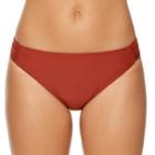 Women's Aqua Couture Shirred-side Hipster Bikini Bottoms, Size: Small, Brown